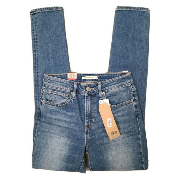 Levi's Women's 721 High Rise Skinny Stretch Distressed Blue Jeans Size 27 - Picture 2 of 4